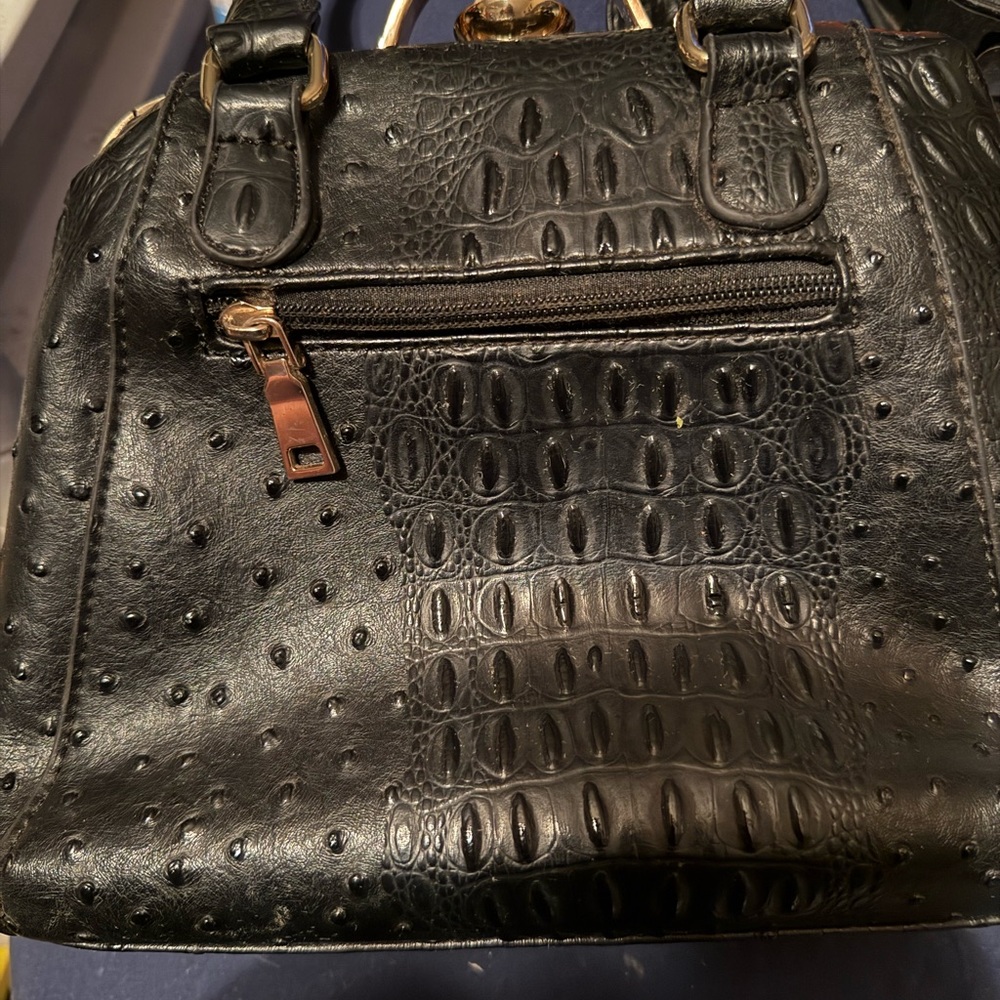 Elegant Black Embossed Shoulder Bag